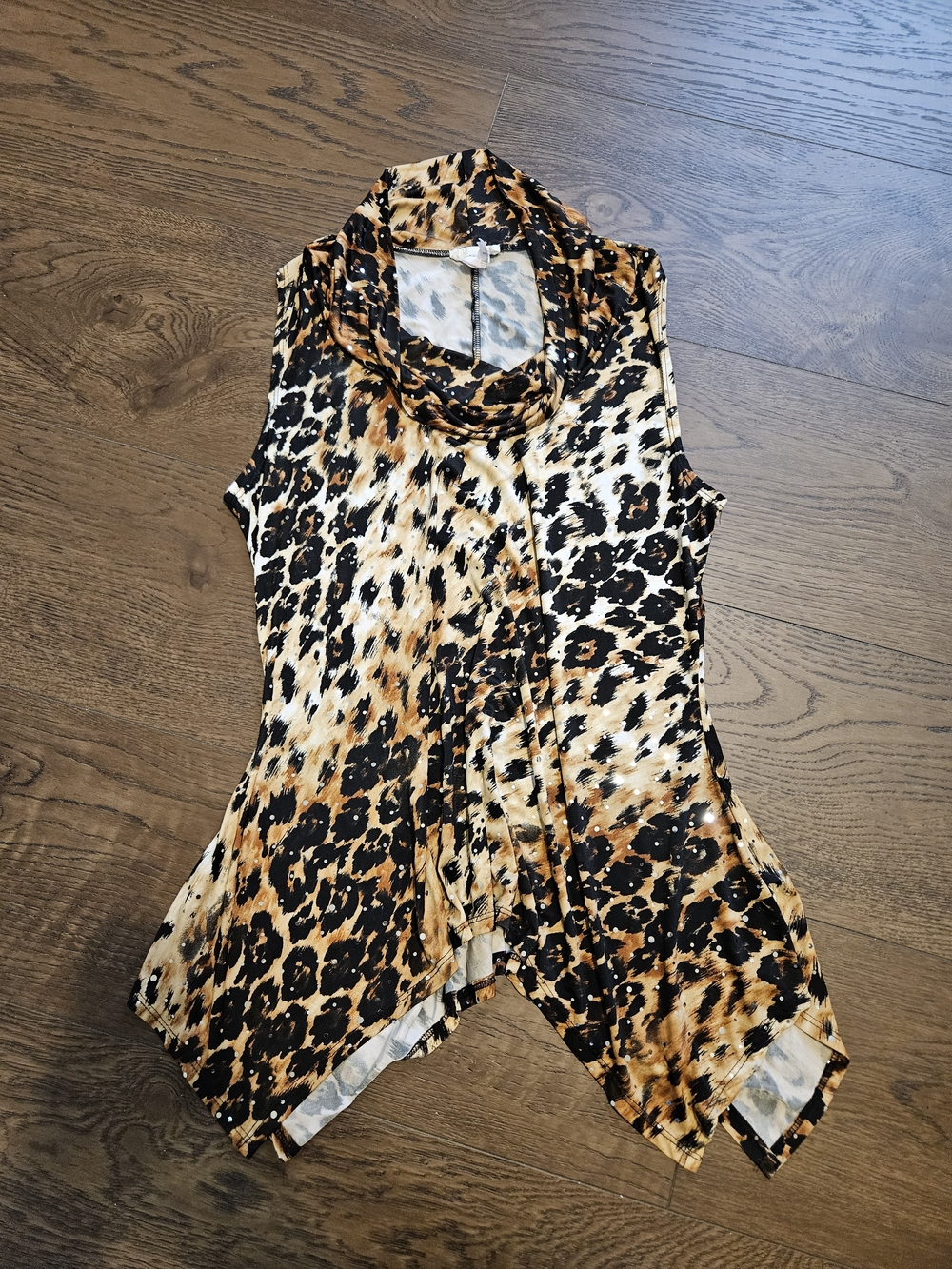 Brittany Black Leopard Print Cowl Neck Sleeveless Top - Brown & Black